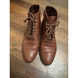 Vintage Sabree Brown Leather Lace Up Ankle Boots Women's 6 Equestrian 80s 90s